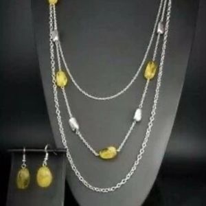 Silver and yellow multilayered necklace